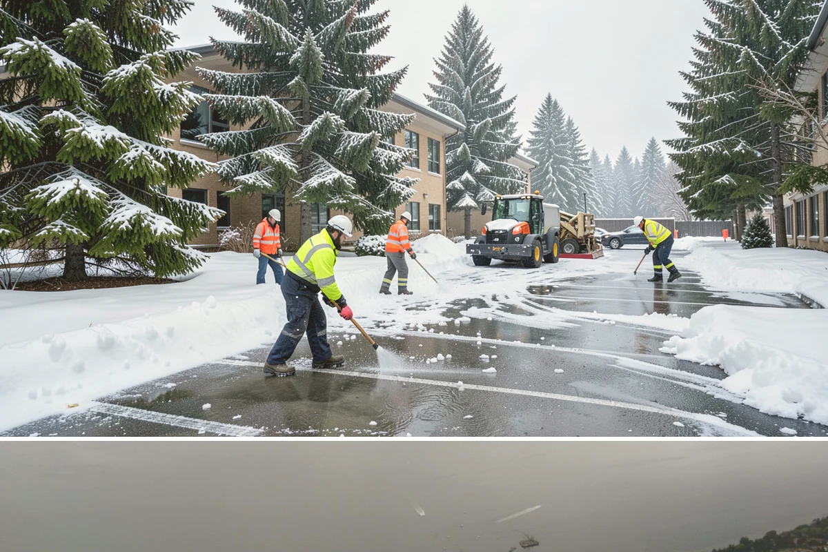 Medical Office Sidewalk Clearing in Des Moines, King County, WA - Medical office risk runs from late November through February, with day-long freeze-thaw demanding repeat visits during clinic...