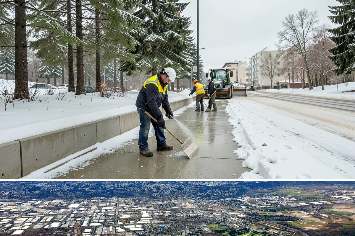 Medical Office Sidewalk Clearing in Kent, King County, WA - Medical office risk runs from late November through February, with day-long freeze-thaw demanding repeat visits during clinic...