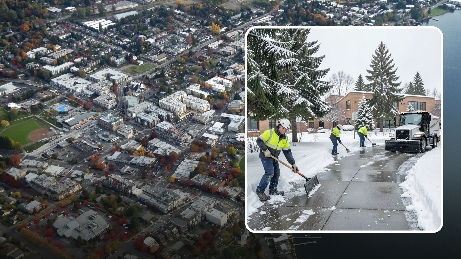 Medical Office Sidewalk Clearing in Kirkland, King County, WA - Patient-safety sidewalk clearing for Western Washington medical offices, keeping entrances and accessible routes clear for those...