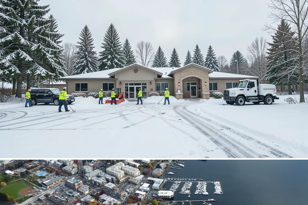 Medical Office Sidewalk Clearing in Kirkland, King County, WA - Medical office risk runs from late November through February, with day-long freeze-thaw demanding repeat visits during clinic...