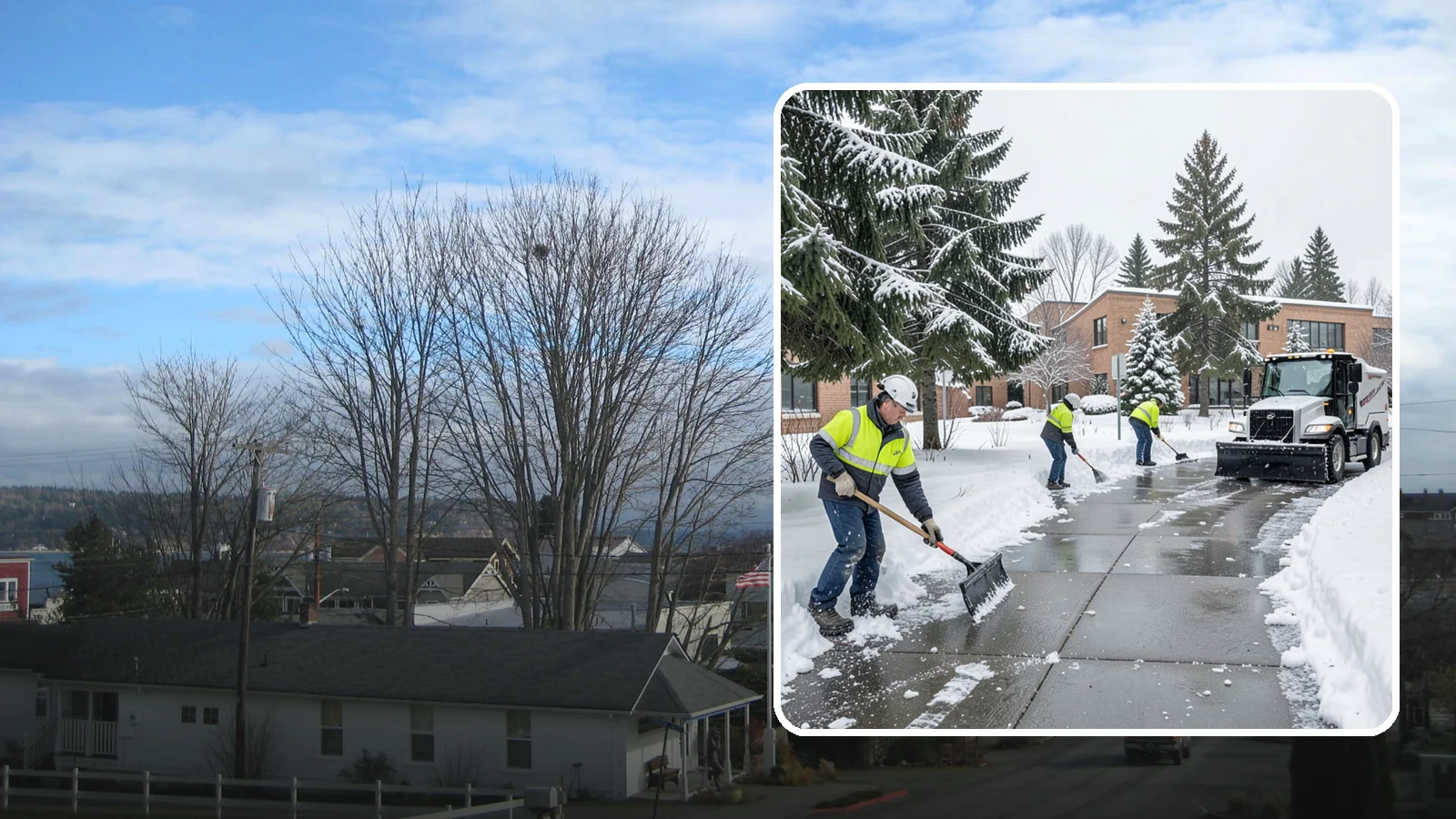 Medical Office Sidewalk Clearing in Langley, Island County, WA - Patient-safety sidewalk clearing for Western Washington medical offices, keeping entrances and accessible routes clear for those...