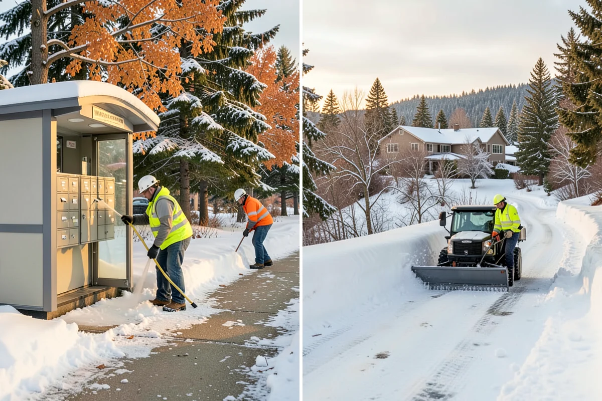 Medical Office Sidewalk Clearing in Pacific, King County, WA - Prioritize the accessible route, ramp, and patient drop-off zone