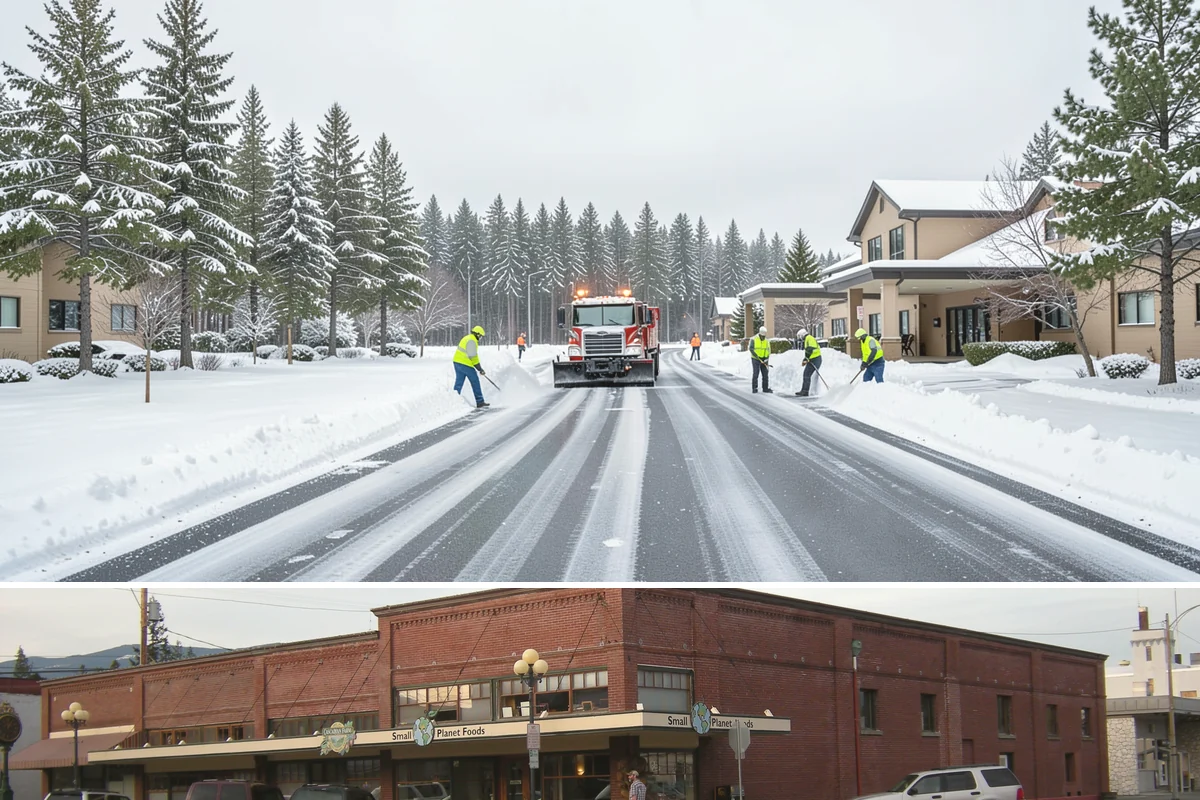Medical Office Sidewalk Clearing in Sedro-Woolley, Skagit County, WA - Medical office risk runs from late November through February, with day-long freeze-thaw demanding repeat visits during clinic...