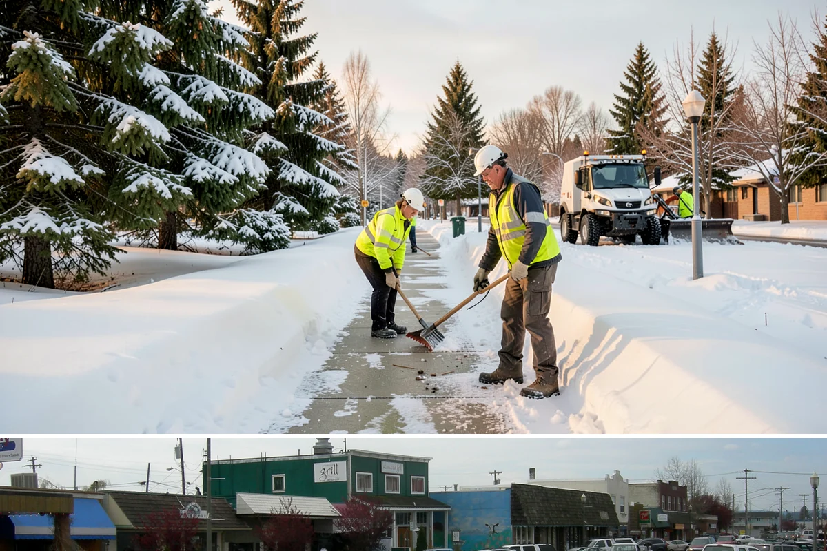 Medical Office Sidewalk Clearing in Stanwood, Snohomish County, WA - Medical office risk runs from late November through February, with day-long freeze-thaw demanding repeat visits during clinic...