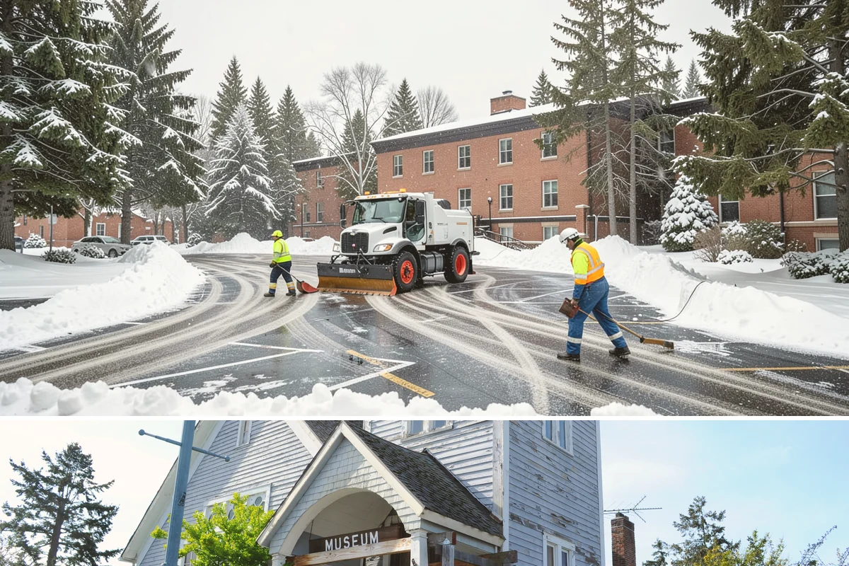 Medical Office Sidewalk Clearing in Steilacoom, Pierce County, WA - Medical office risk runs from late November through February, with day-long freeze-thaw demanding repeat visits during clinic...