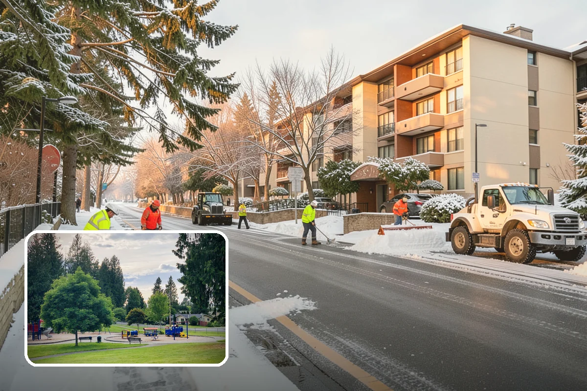 Medical Office Snow Plowing in Bonney Lake, Pierce County, WA - Patient lots and ADA stalls cleared before the first appointment