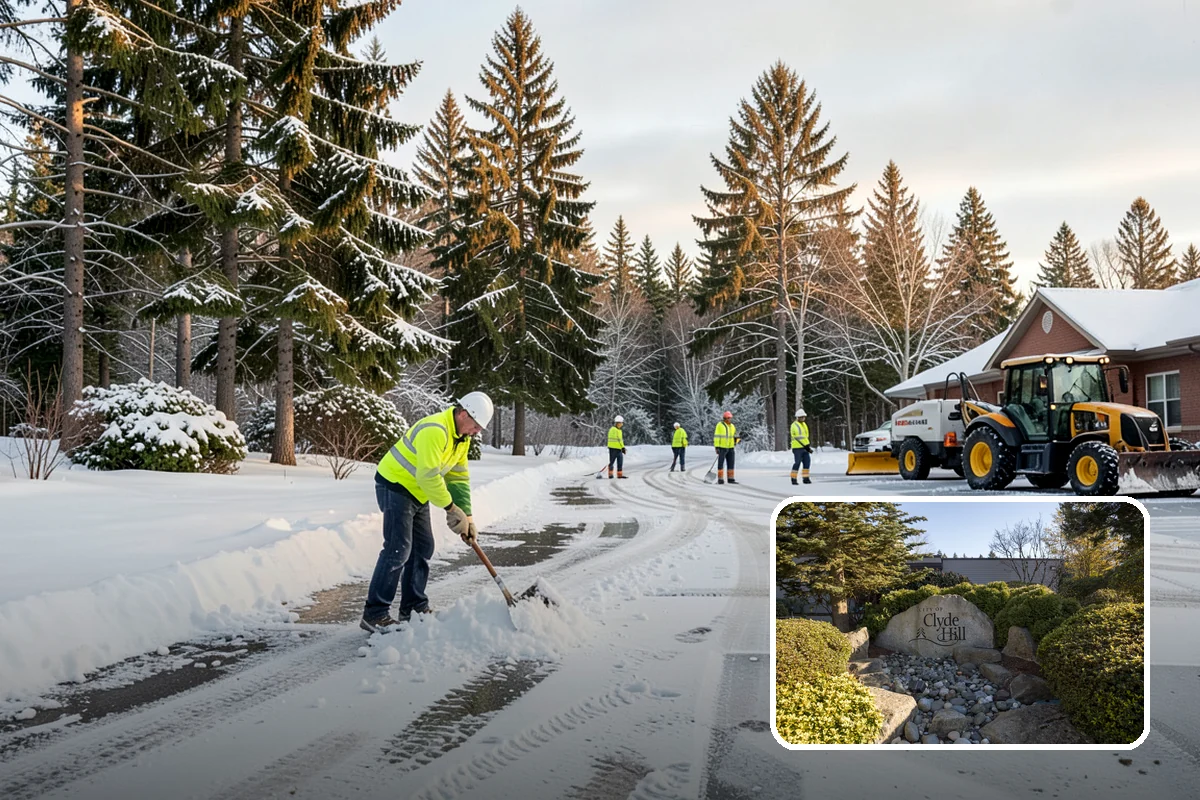Medical Office Snow Plowing in Clyde Hill, King County, WA - Patient lots and ADA stalls cleared before the first appointment