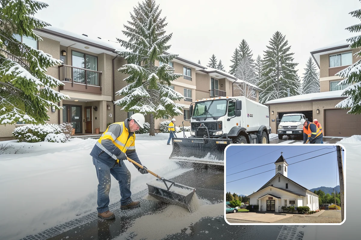Medical Office Snow Plowing in Concrete, Skagit County, WA - Patient lots and ADA stalls cleared before the first appointment