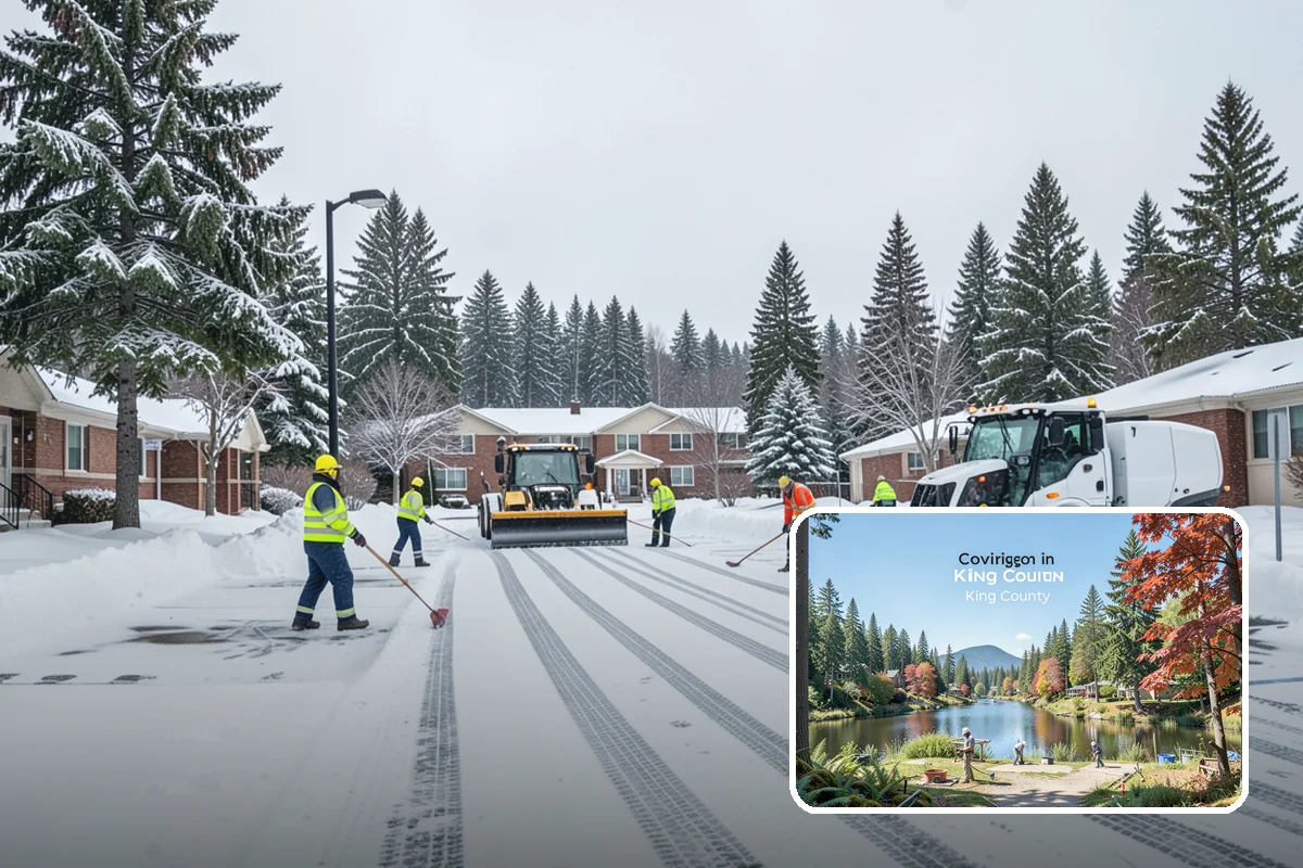 Medical Office Snow Plowing in Covington, King County, WA - Patient lots and ADA stalls cleared before the first appointment
