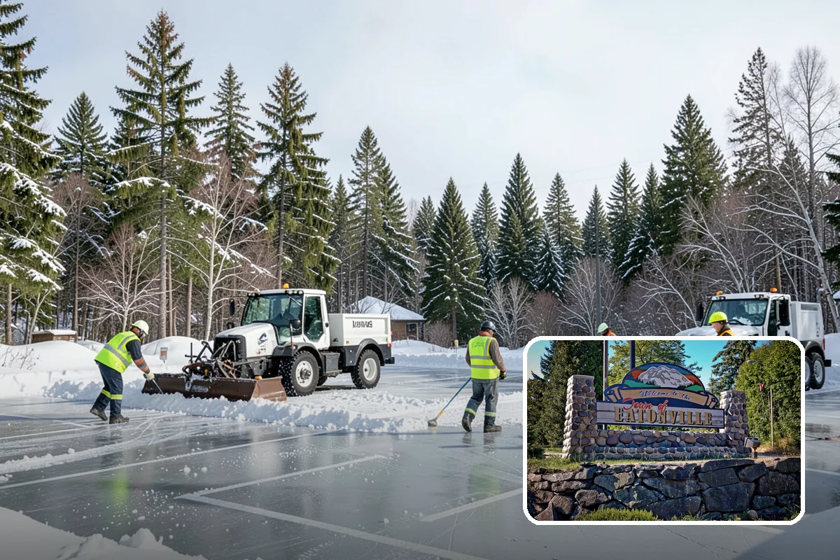 Medical Office Snow Plowing in Eatonville, Pierce County, WA - Patient lots and ADA stalls cleared before the first appointment