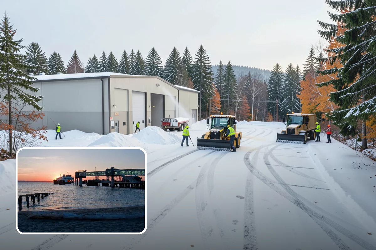 Medical Office Snow Plowing in Edmonds, Snohomish County, WA - Patient lots and ADA stalls cleared before the first appointment