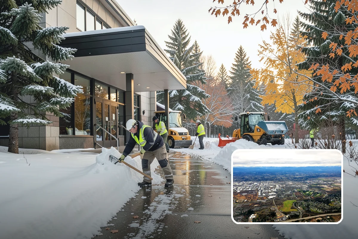 Medical Office Snow Plowing in Kent, King County, WA - Patient lots and ADA stalls cleared before the first appointment