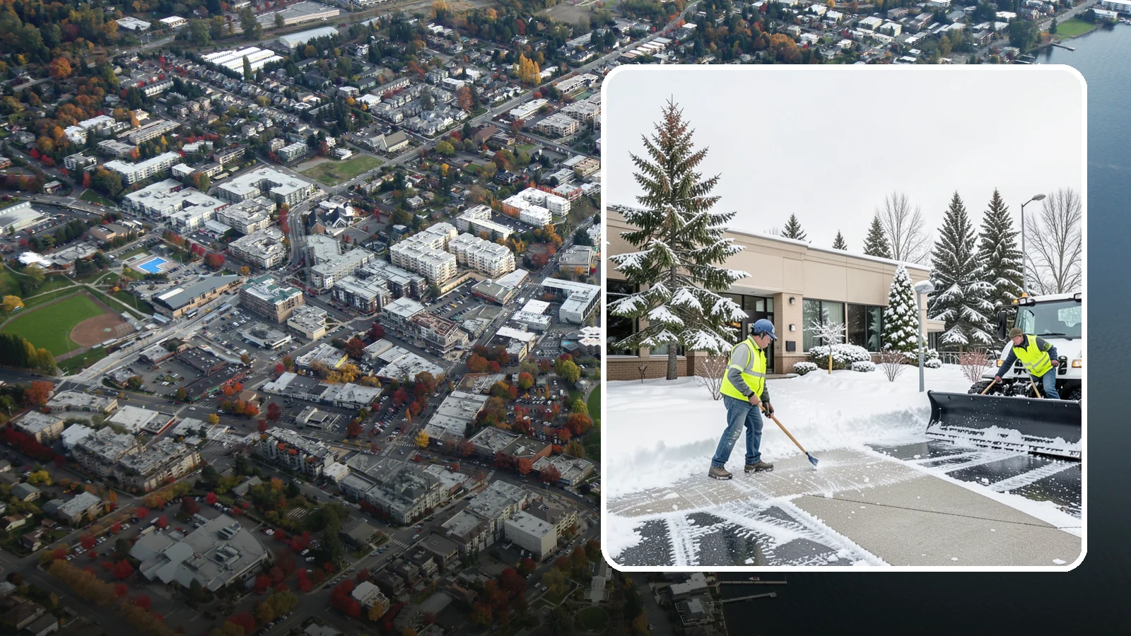 Medical Office Snow Plowing in Kirkland, King County, WA - We plow medical office lots and entrances early so patients, many with limited mobility, arrive on clear, safe pavement.