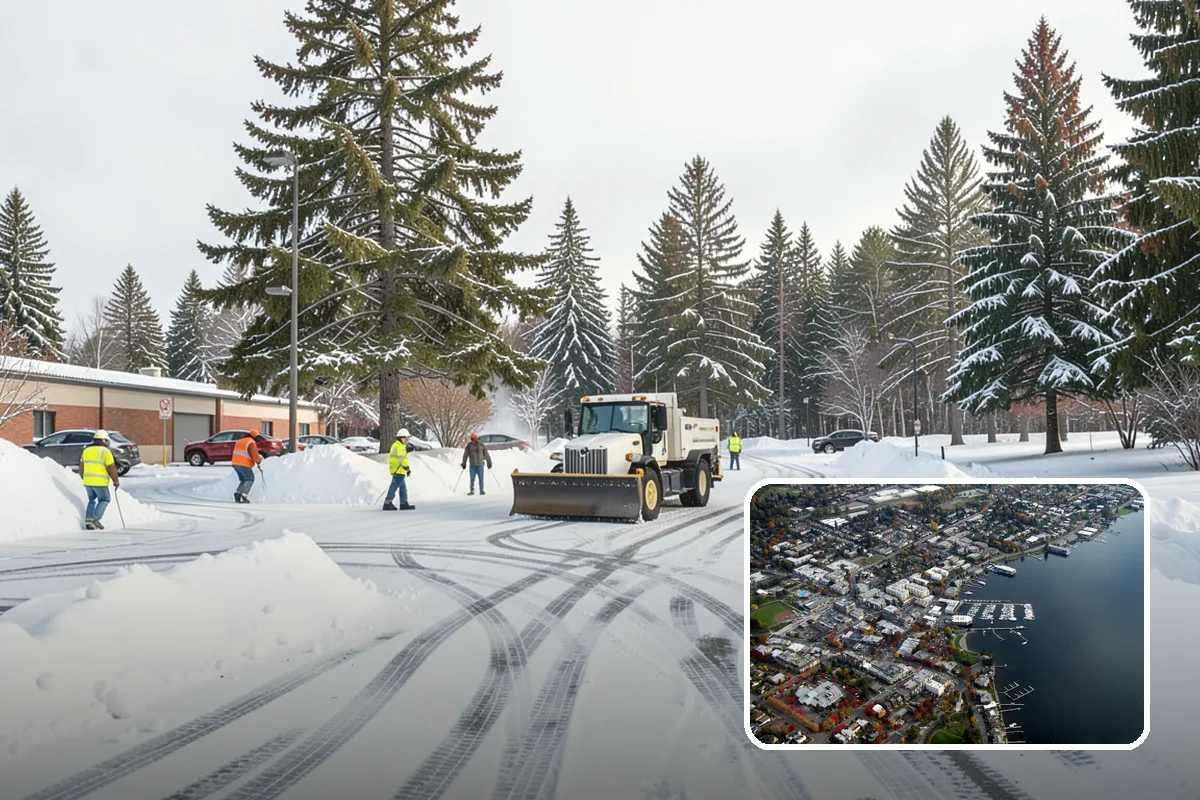 Medical Office Snow Plowing in Kirkland, King County, WA - Patient lots and ADA stalls cleared before the first appointment