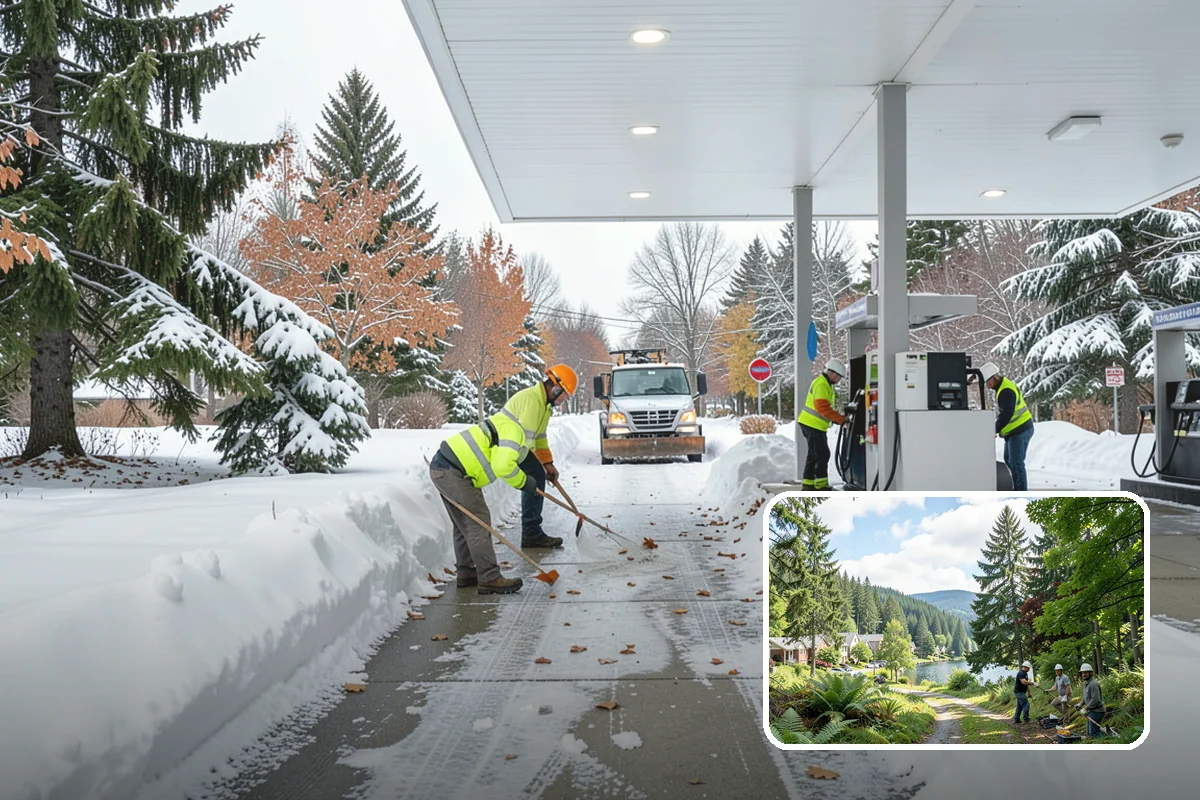 Medical Office Snow Plowing in Lake Forest Park, King County, WA - Patient lots and ADA stalls cleared before the first appointment