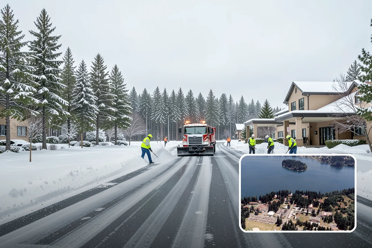 Medical Office Snow Plowing in Lakewood, Pierce County, WA - Patient lots and ADA stalls cleared before the first appointment