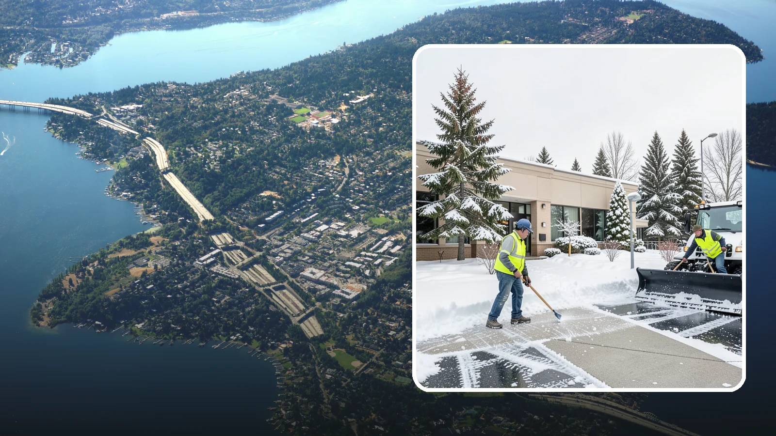 Medical Office Snow Plowing in Mercer Island, King County, WA - We plow medical office lots and entrances early so patients, many with limited mobility, arrive on clear, safe pavement.