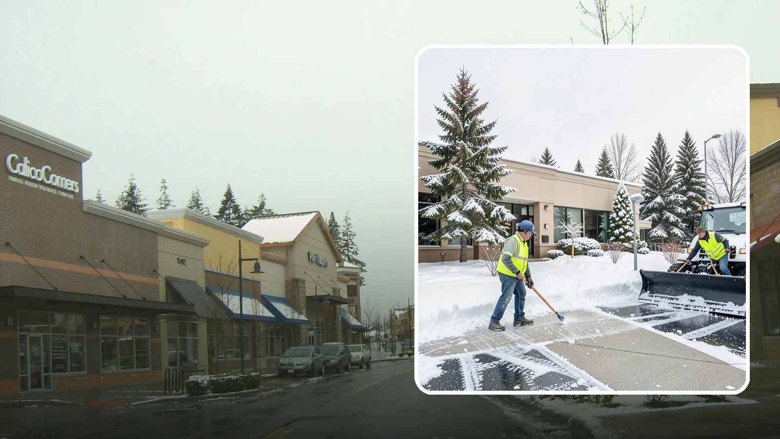 Medical Office Snow Plowing in Mill Creek, Snohomish County, WA - We plow medical office lots and entrances early so patients, many with limited mobility, arrive on clear, safe pavement.