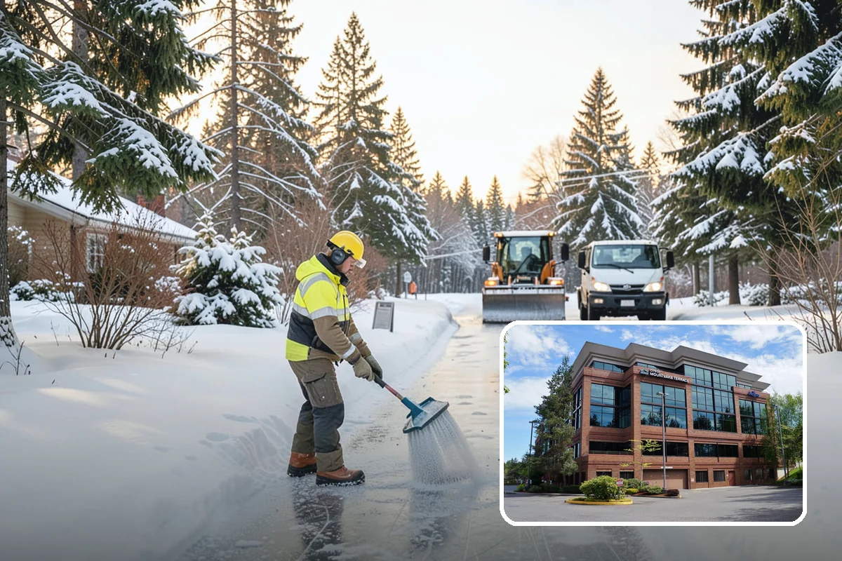 Medical Office Snow Plowing in Mountlake Terrace, Snohomish County, WA - Patient lots and ADA stalls cleared before the first appointment