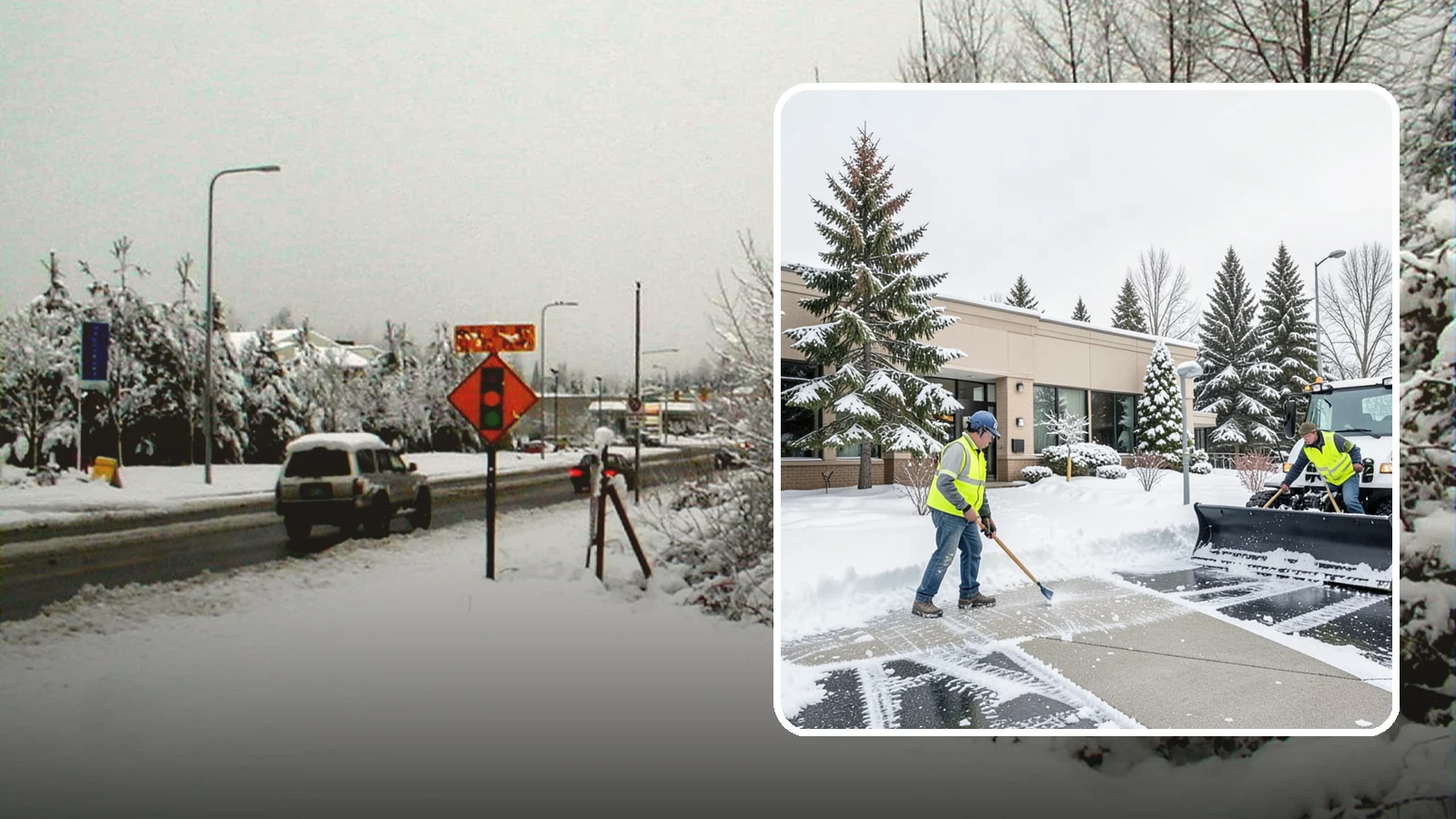 Medical Office Snow Plowing in Newcastle, King County, WA - We plow medical office lots and entrances early so patients, many with limited mobility, arrive on clear, safe pavement.