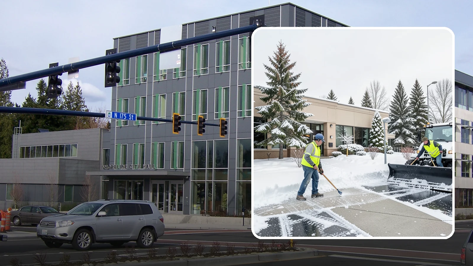Medical Office Snow Plowing in Shoreline, King County, WA - We plow medical office lots and entrances early so patients, many with limited mobility, arrive on clear, safe pavement.