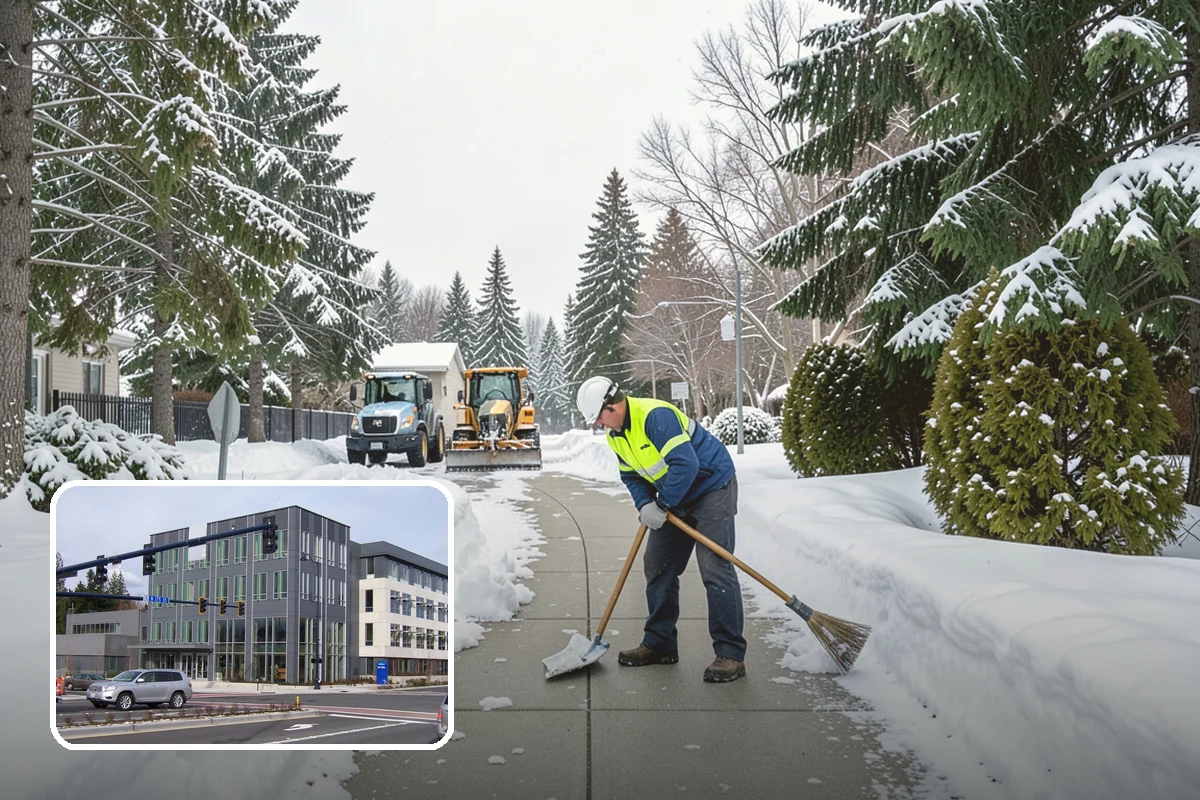 Medical Office Snow Plowing in Shoreline, King County, WA - Patient lots and ADA stalls cleared before the first appointment