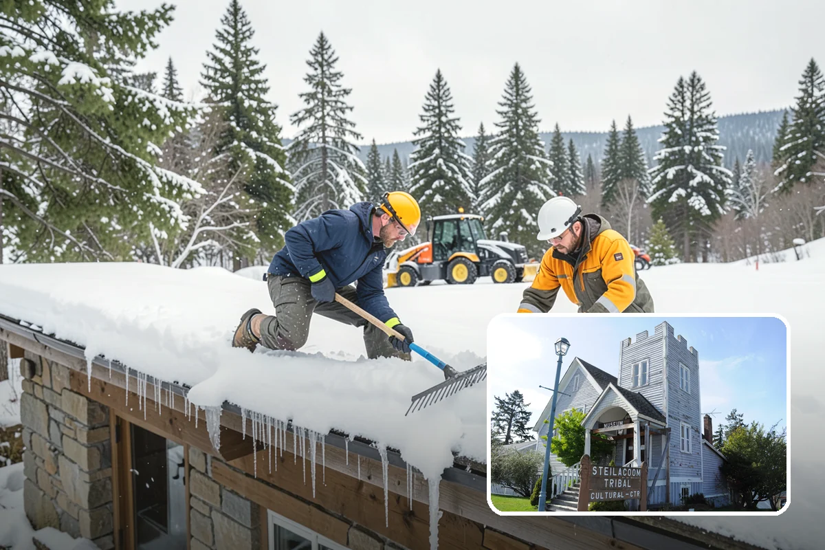 Medical Office Snow Plowing in Steilacoom, Pierce County, WA - Patient lots and ADA stalls cleared before the first appointment