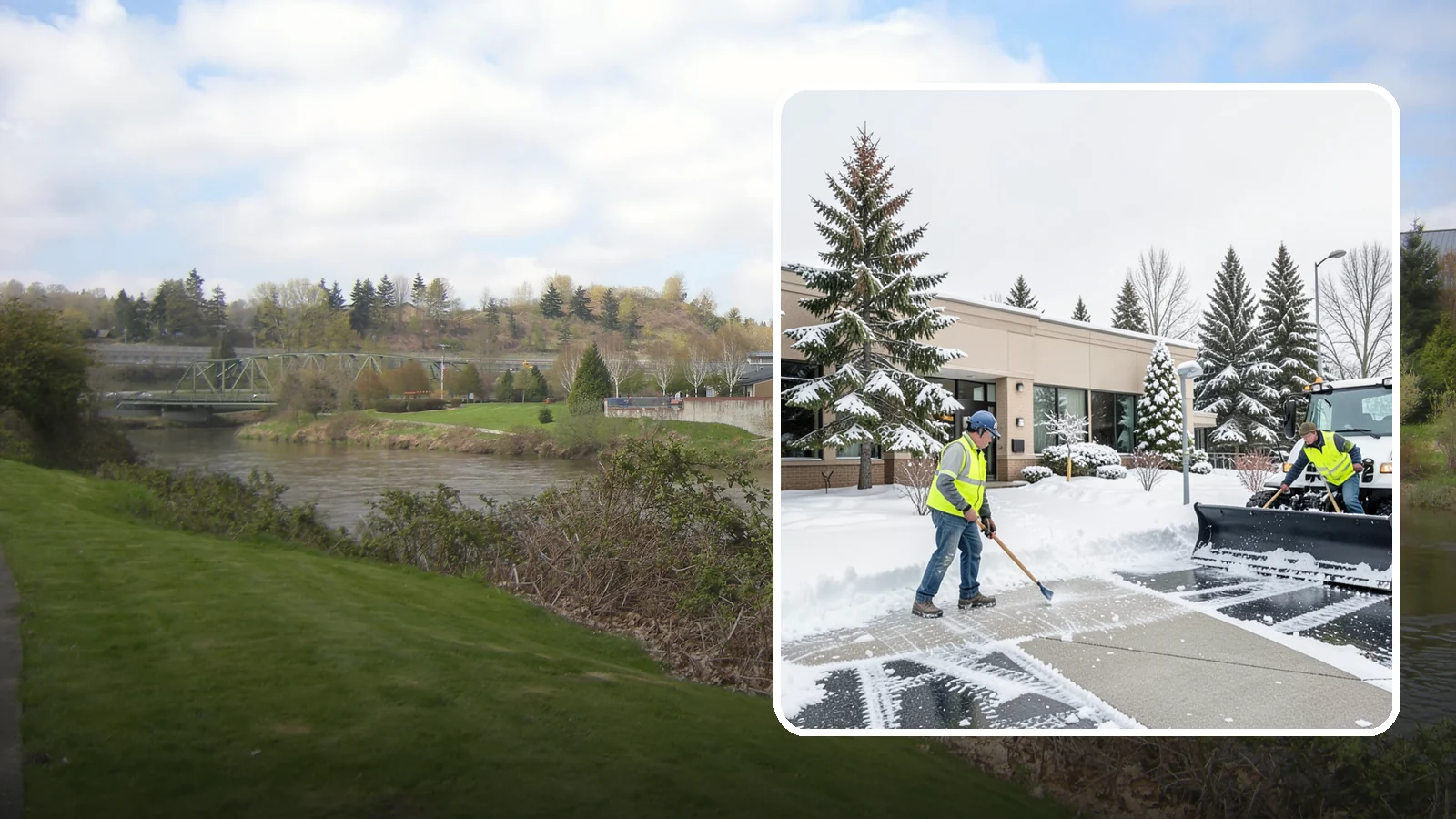 Medical Office Snow Plowing in Tukwila, King County, WA - We plow medical office lots and entrances early so patients, many with limited mobility, arrive on clear, safe pavement.