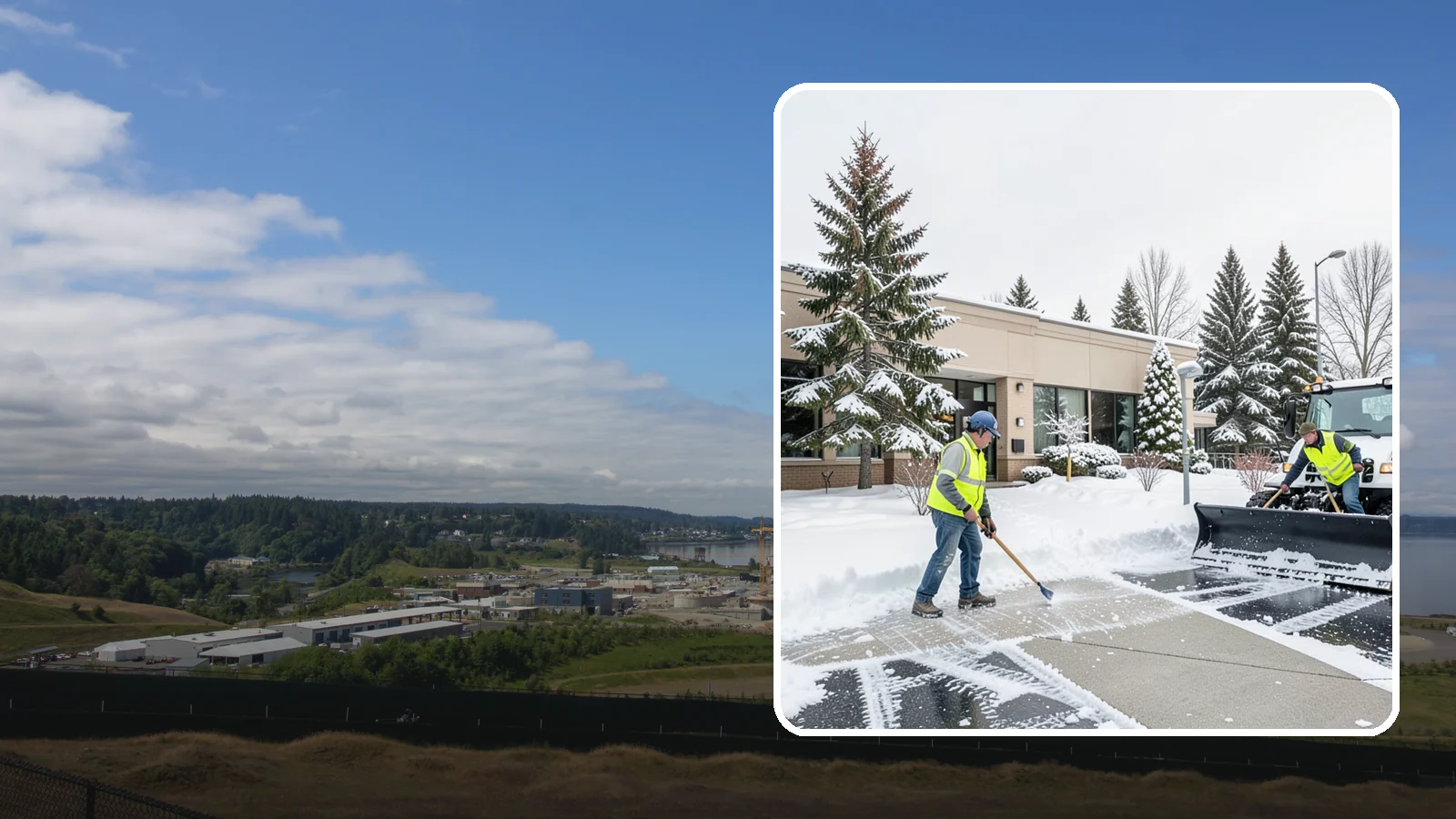 Medical Office Snow Plowing in University Place, Pierce County, WA - We plow medical office lots and entrances early so patients, many with limited mobility, arrive on clear, safe pavement.
