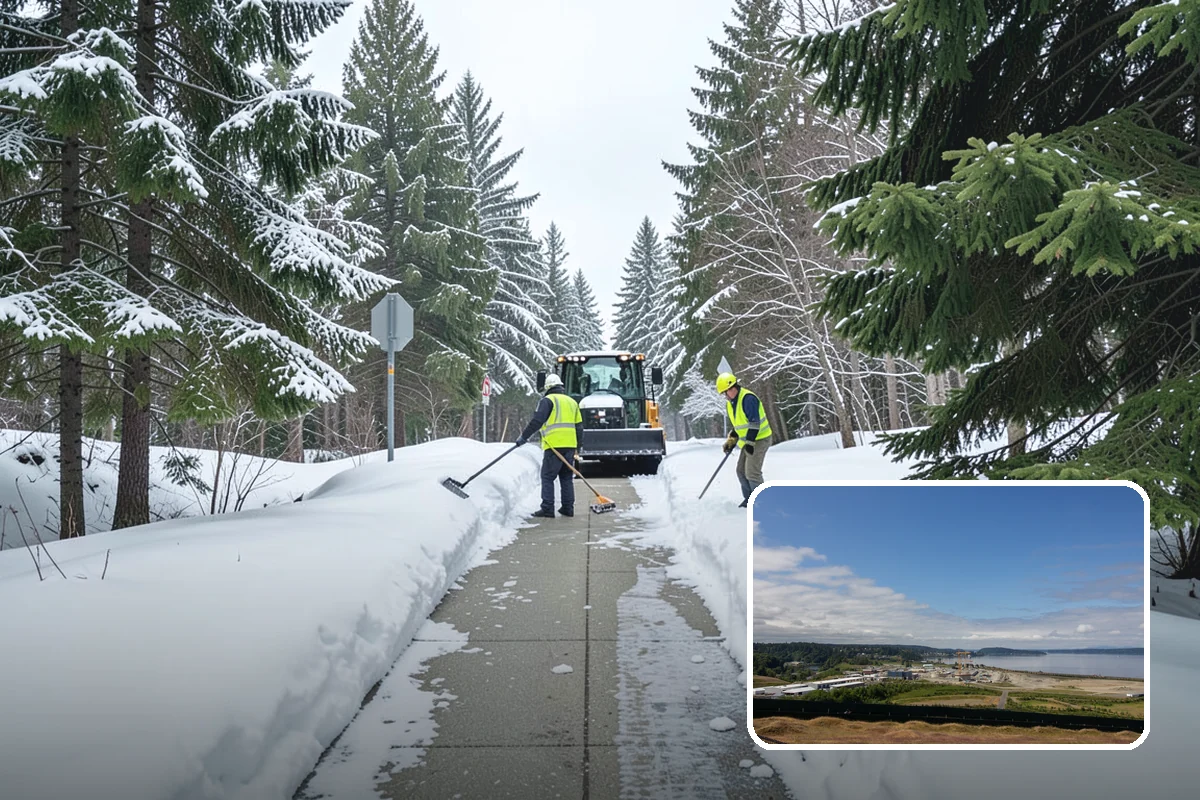 Medical Office Snow Plowing in University Place, Pierce County, WA - Patient lots and ADA stalls cleared before the first appointment