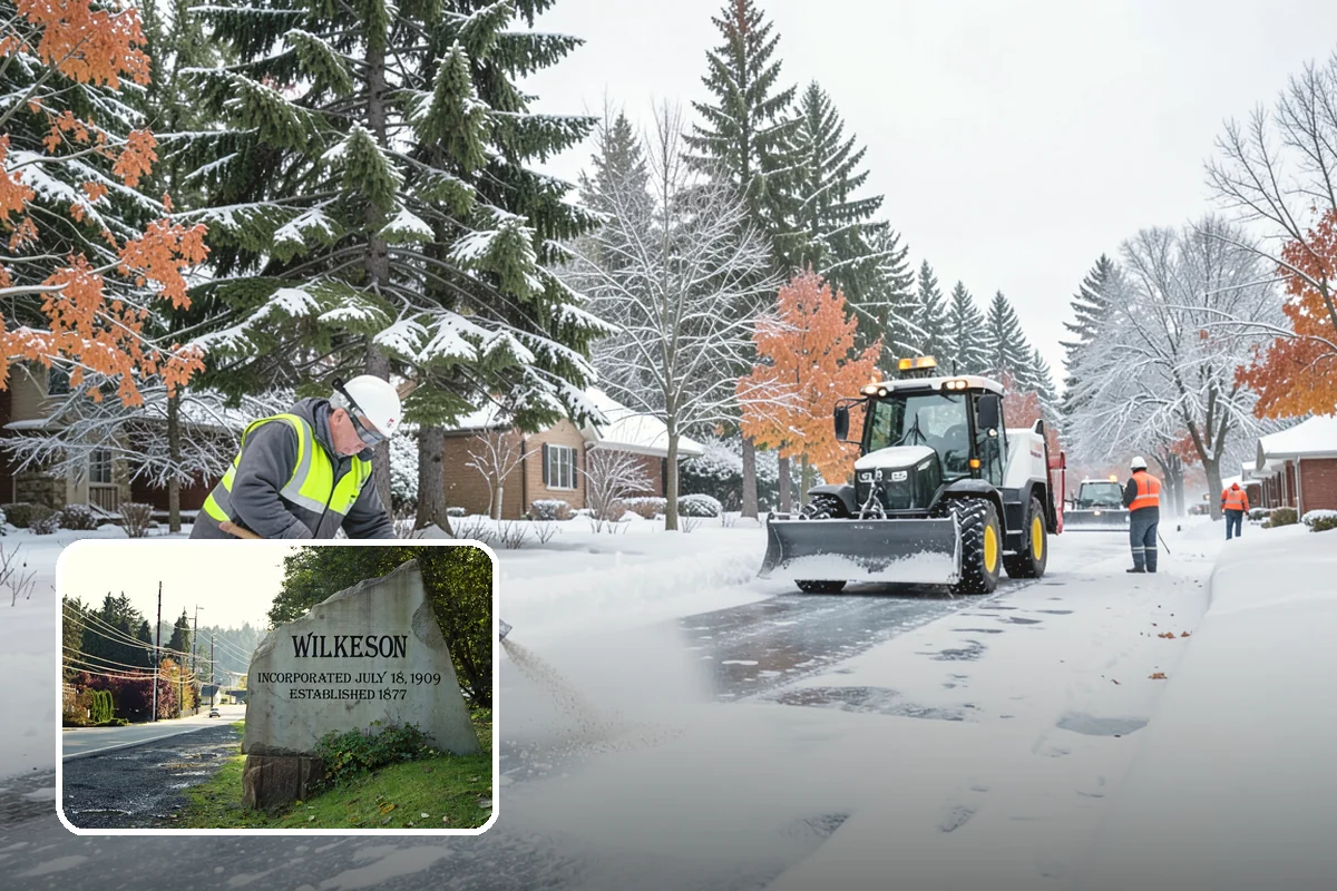 Medical Office Snow Plowing in Wilkeson, Pierce County, WA - Patient lots and ADA stalls cleared before the first appointment