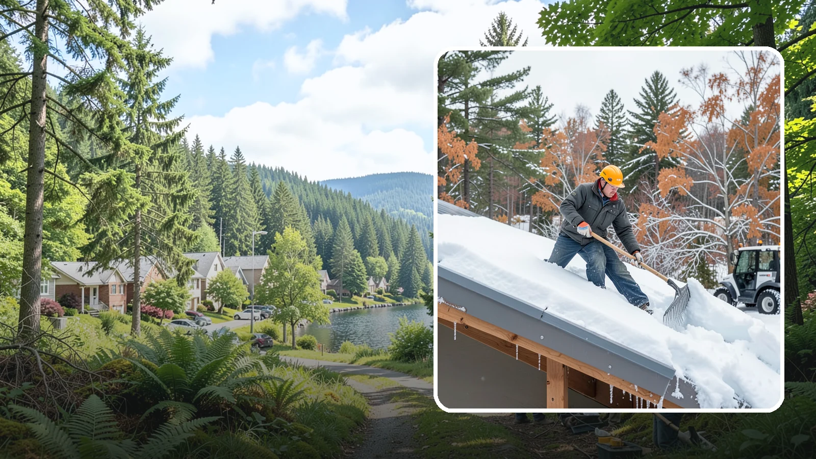 Metal Roof Snow Removal in Lake Forest Park, King County, WA - We clear snow from metal roofs safely, managing the sudden slides these slick surfaces are known for.