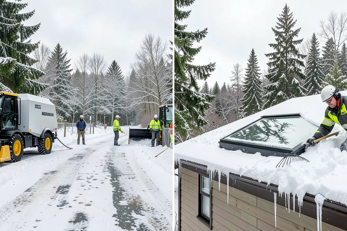 Metal Roof Snow Removal in Maple Valley, King County, WA - Identify slide paths and clear the zones beneath the roof