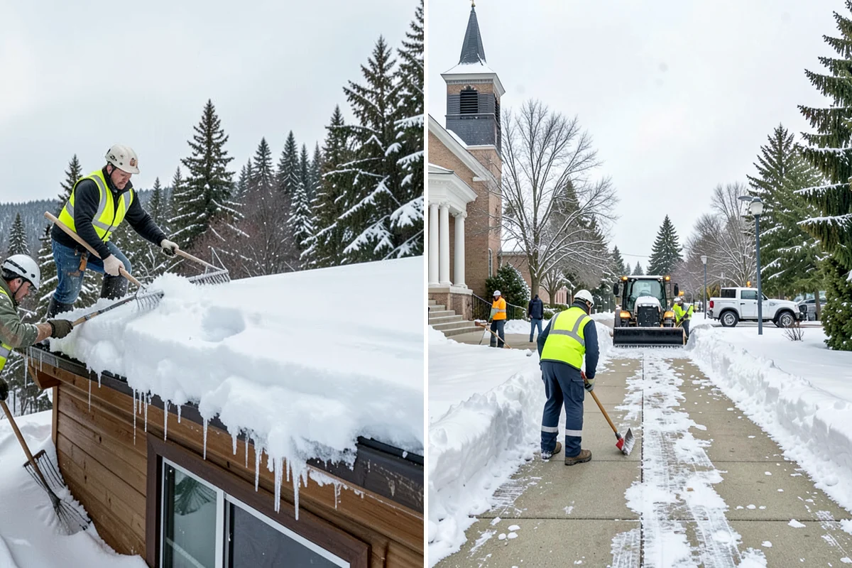 Metal Roof Snow Removal in Sedro-Woolley, Skagit County, WA - Identify slide paths and clear the zones beneath the roof