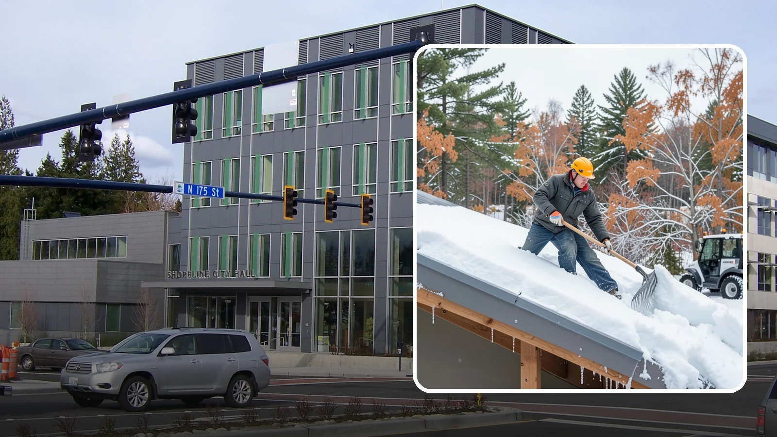 Metal Roof Snow Removal in Shoreline, King County, WA - We clear snow from metal roofs safely, managing the sudden slides these slick surfaces are known for.