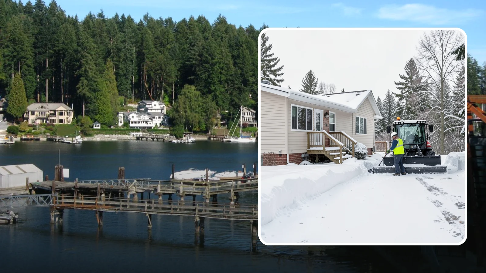 Mobile Home Snow Removal in Gig Harbor, Pierce County, WA - We clear driveways, steps, and skirted access for mobile and manufactured homes across Western Washington communities.