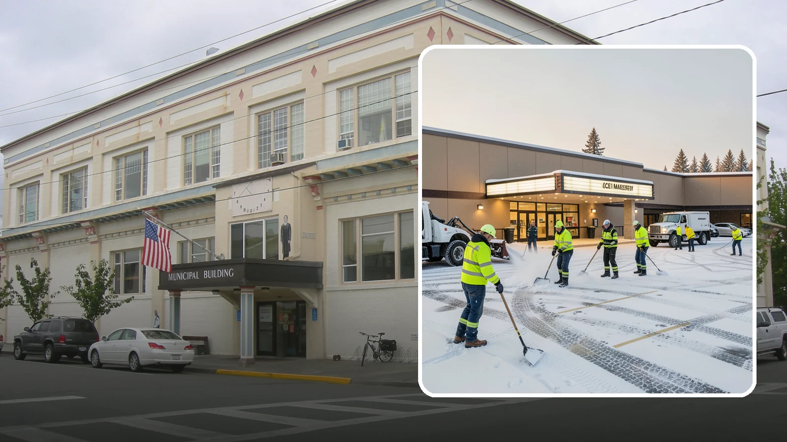Movie Theater Snow Removal in Anacortes, Skagit County, WA - A snowy Friday night should not empty your auditoriums, so we keep the lot, box-office walk, and entrance dry and safe for...