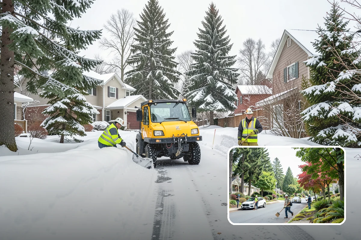 Movie Theater Snow Removal in Beaux Arts Village, King County, WA - Lot cleared and salted before evening showtimes