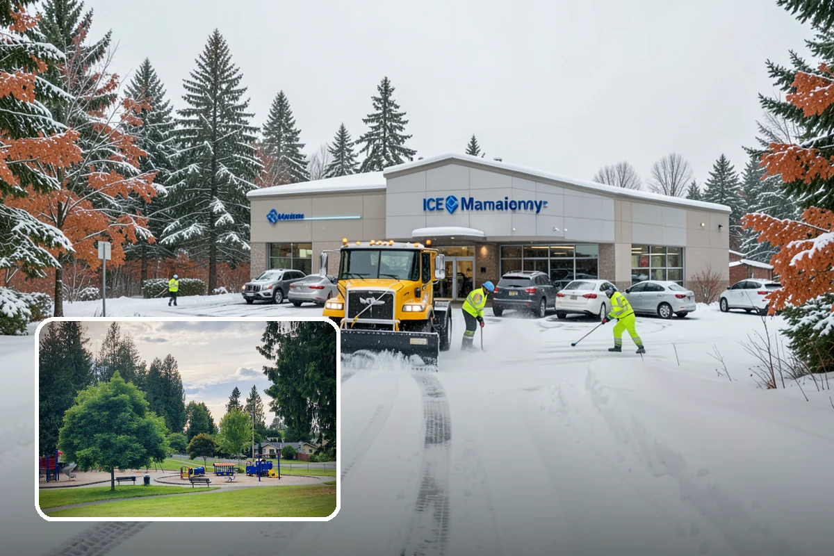 Movie Theater Snow Removal in Bonney Lake, Pierce County, WA - Lot cleared and salted before evening showtimes