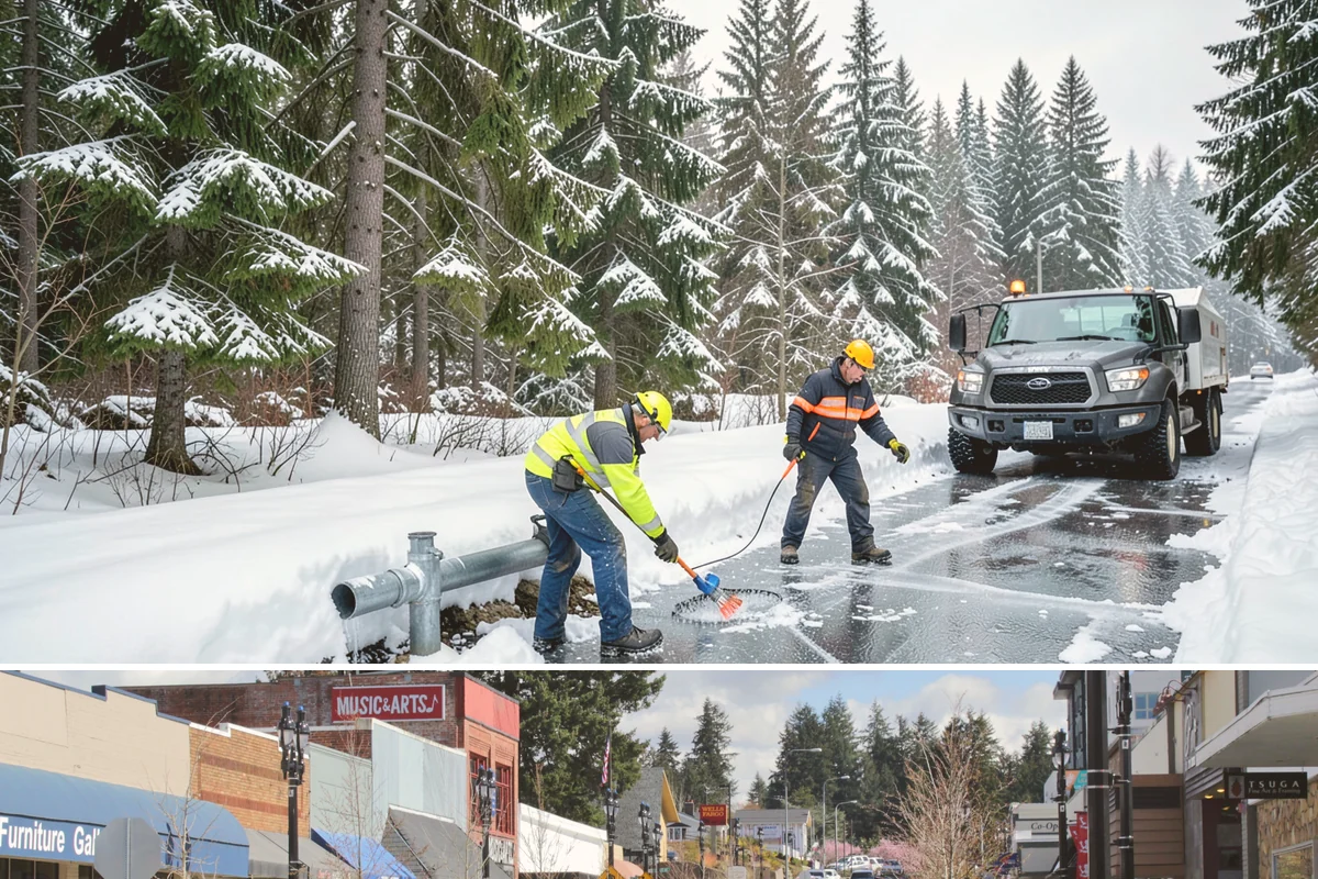 Movie Theater Snow Removal in Bothell, King County, WA - Expect the heaviest need on December through February weekends, when cold evenings follow damp Puget Sound days.