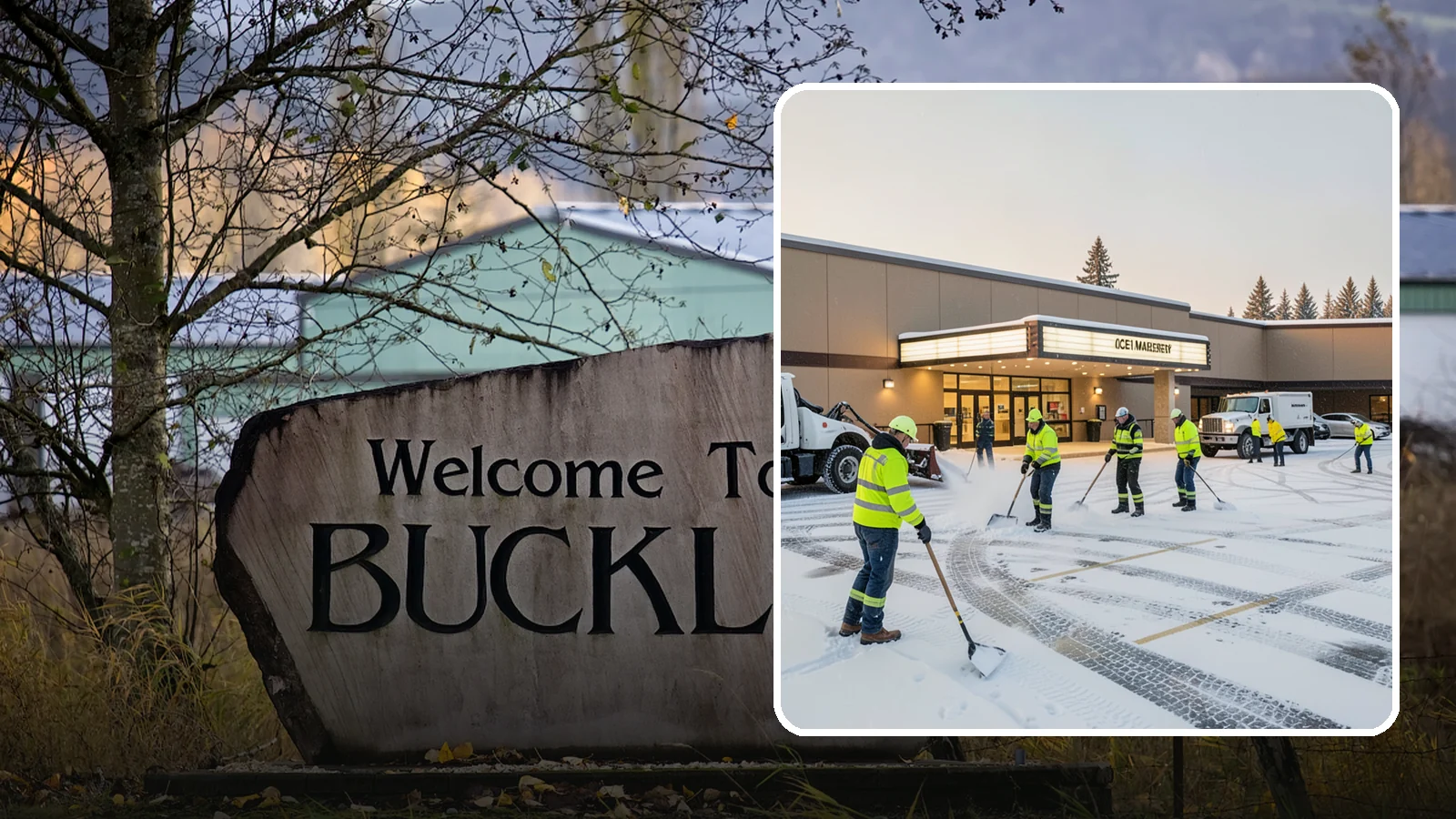 Movie Theater Snow Removal in Buckley, Pierce County, WA - A snowy Friday night should not empty your auditoriums, so we keep the lot, box-office walk, and entrance dry and safe for...