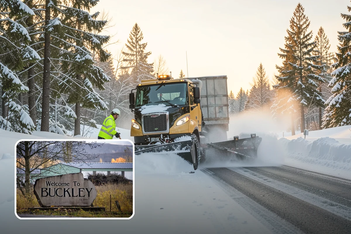 Movie Theater Snow Removal in Buckley, Pierce County, WA - Lot cleared and salted before evening showtimes