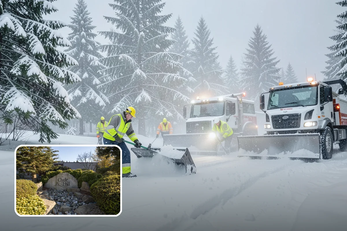 Movie Theater Snow Removal in Clyde Hill, King County, WA - Lot cleared and salted before evening showtimes