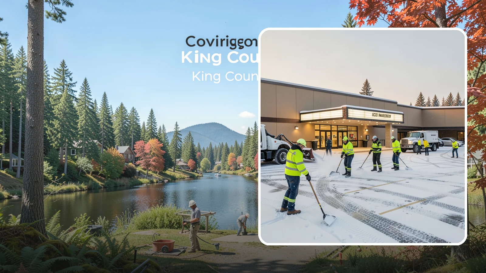 Movie Theater Snow Removal in Covington, King County, WA - A snowy Friday night should not empty your auditoriums, so we keep the lot, box-office walk, and entrance dry and safe for...