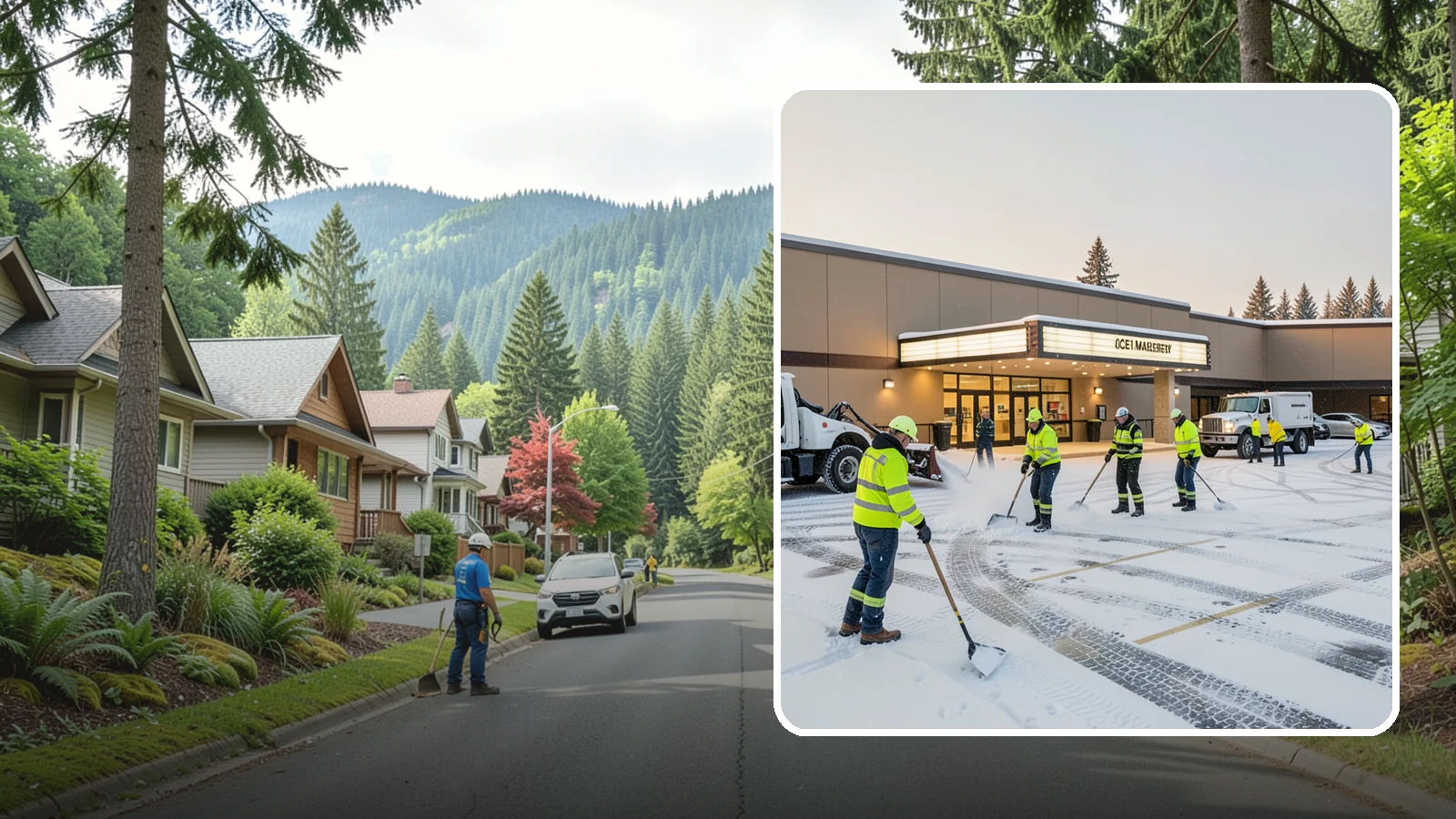 Movie Theater Snow Removal in Darrington, Snohomish County, WA - A snowy Friday night should not empty your auditoriums, so we keep the lot, box-office walk, and entrance dry and safe for...