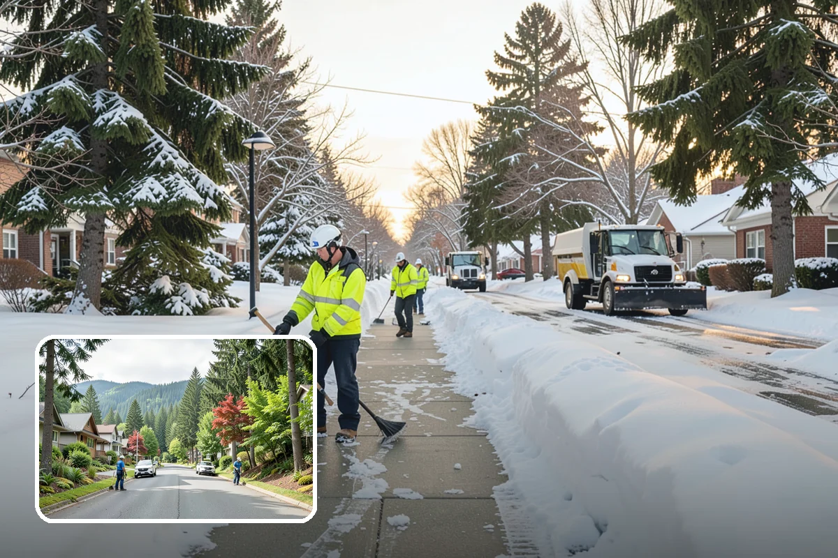 Movie Theater Snow Removal in Darrington, Snohomish County, WA - Lot cleared and salted before evening showtimes
