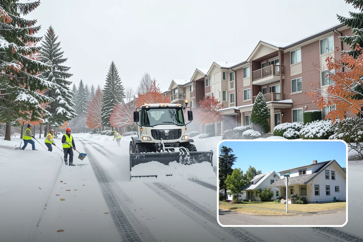 Movie Theater Snow Removal in DuPont, Pierce County, WA - Lot cleared and salted before evening showtimes