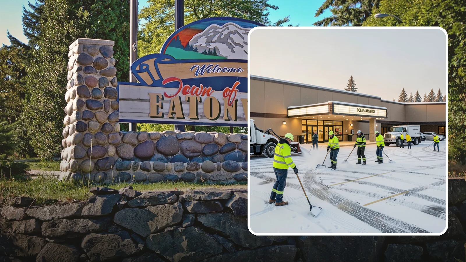Movie Theater Snow Removal in Eatonville, Pierce County, WA - A snowy Friday night should not empty your auditoriums, so we keep the lot, box-office walk, and entrance dry and safe for...