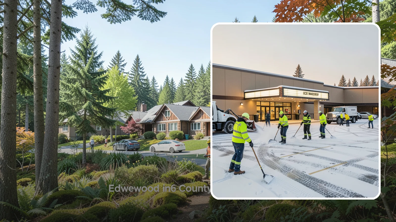 Movie Theater Snow Removal in Edgewood, Pierce County, WA - A snowy Friday night should not empty your auditoriums, so we keep the lot, box-office walk, and entrance dry and safe for...