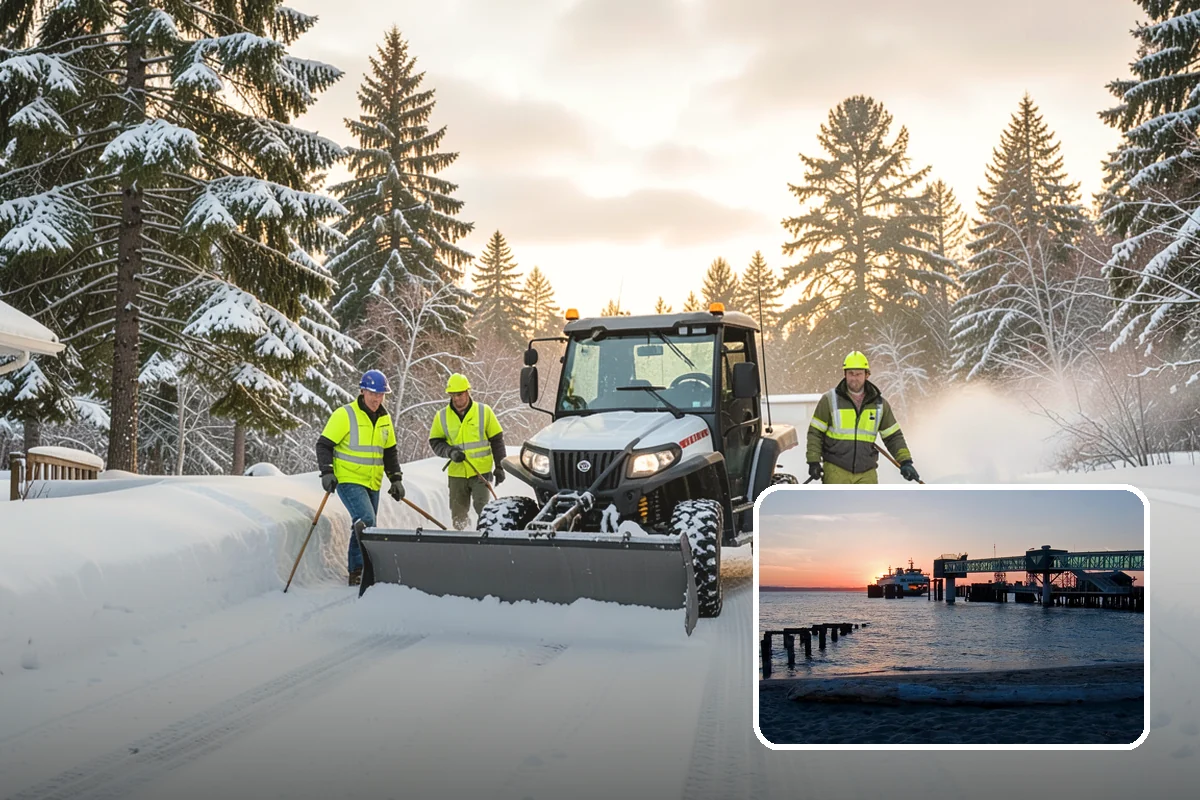 Movie Theater Snow Removal in Edmonds, Snohomish County, WA - Lot cleared and salted before evening showtimes